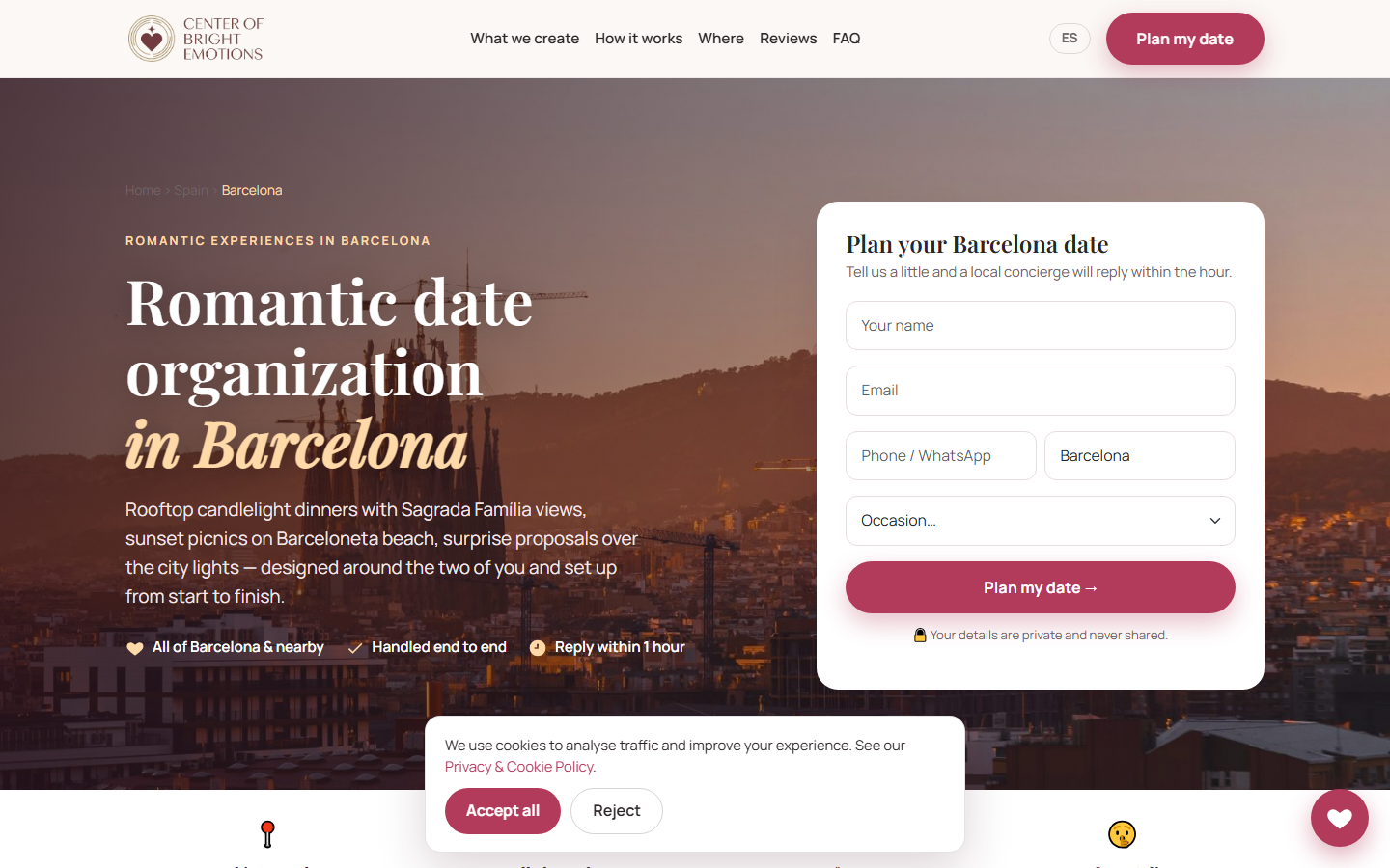 Barcelona geo page — programmatic country→city structure