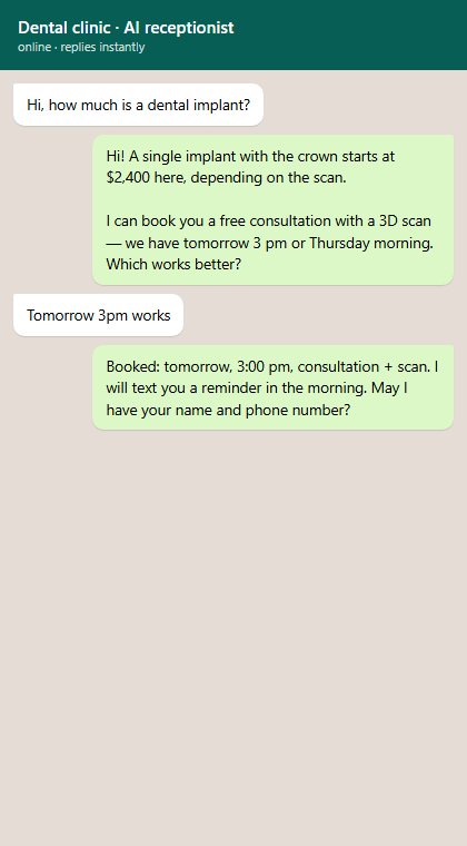 AI Receptionist for Dental Clinics